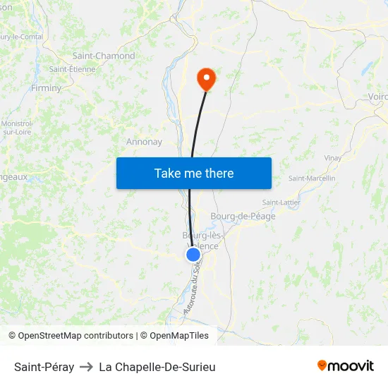 Saint-Péray to La Chapelle-De-Surieu map