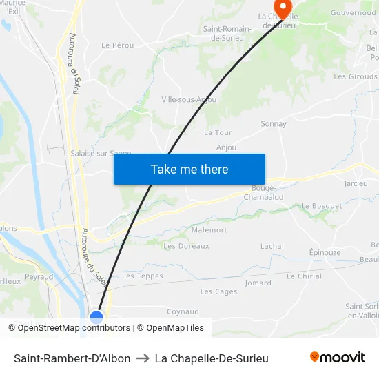 Saint-Rambert-D'Albon to La Chapelle-De-Surieu map