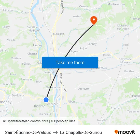 Saint-Étienne-De-Valoux to La Chapelle-De-Surieu map
