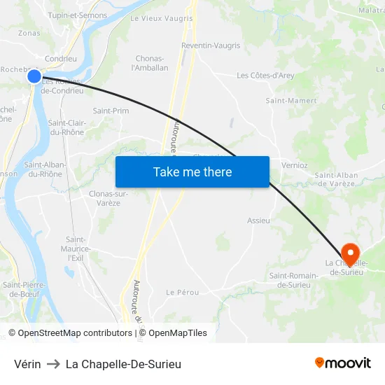 Vérin to La Chapelle-De-Surieu map