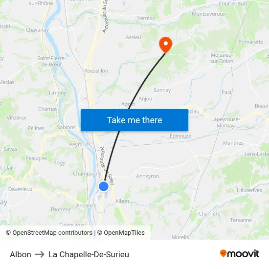 Albon to La Chapelle-De-Surieu map