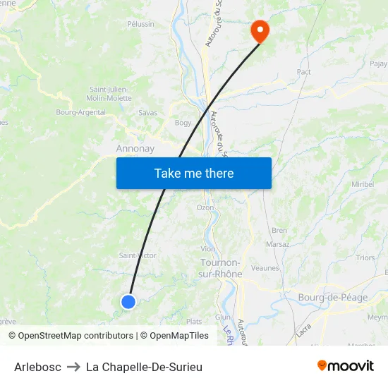 Arlebosc to La Chapelle-De-Surieu map
