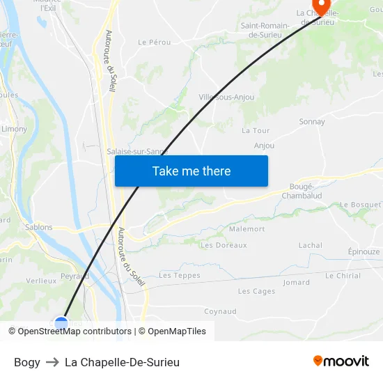 Bogy to La Chapelle-De-Surieu map