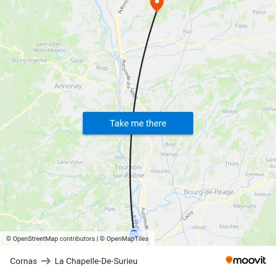 Cornas to La Chapelle-De-Surieu map