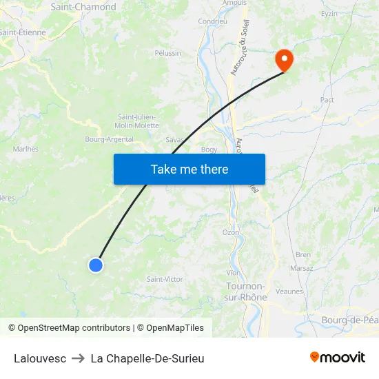 Lalouvesc to La Chapelle-De-Surieu map