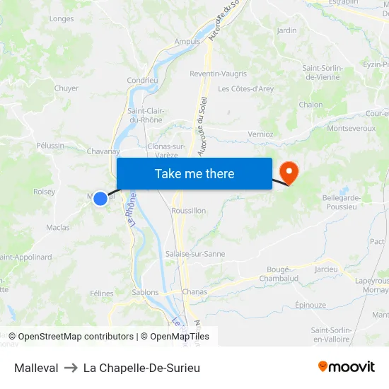 Malleval to La Chapelle-De-Surieu map