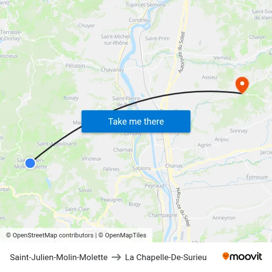 Saint-Julien-Molin-Molette to La Chapelle-De-Surieu map