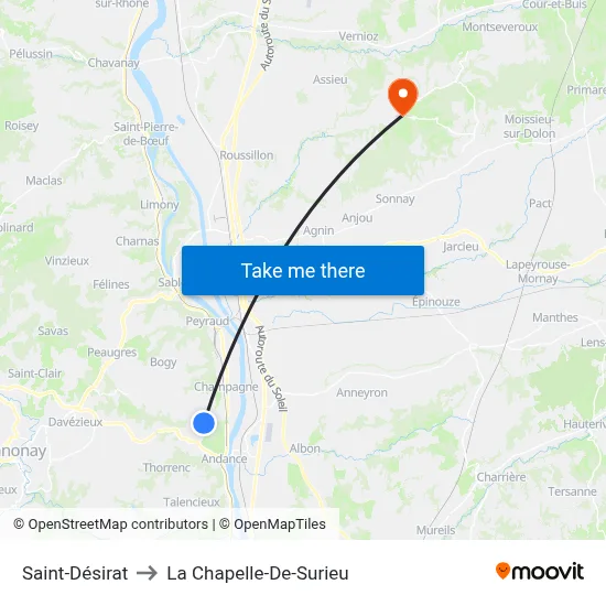 Saint-Désirat to La Chapelle-De-Surieu map