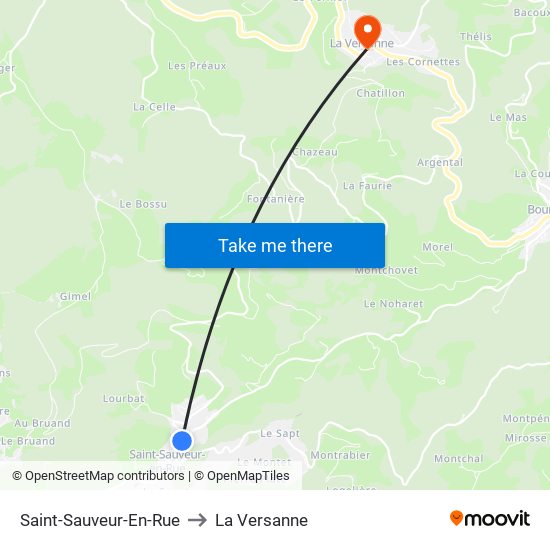 Saint-Sauveur-En-Rue to La Versanne map