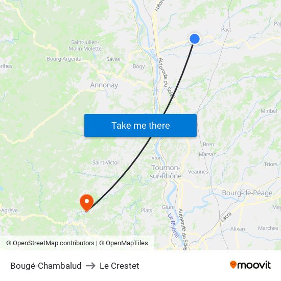 Bougé-Chambalud to Le Crestet map