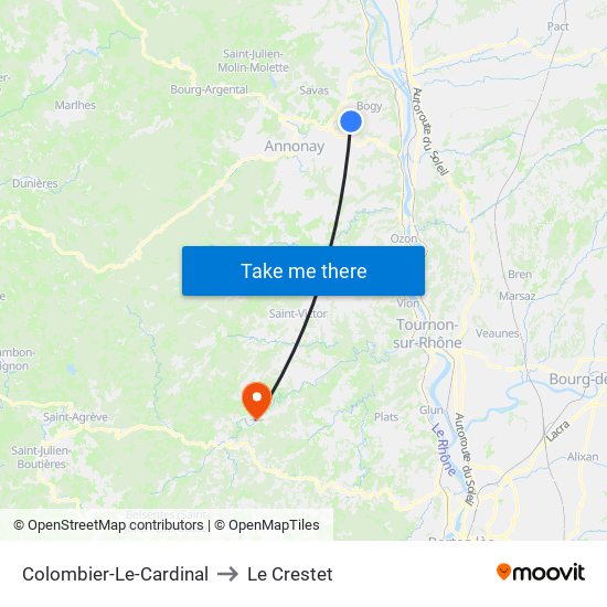 Colombier-Le-Cardinal to Le Crestet map