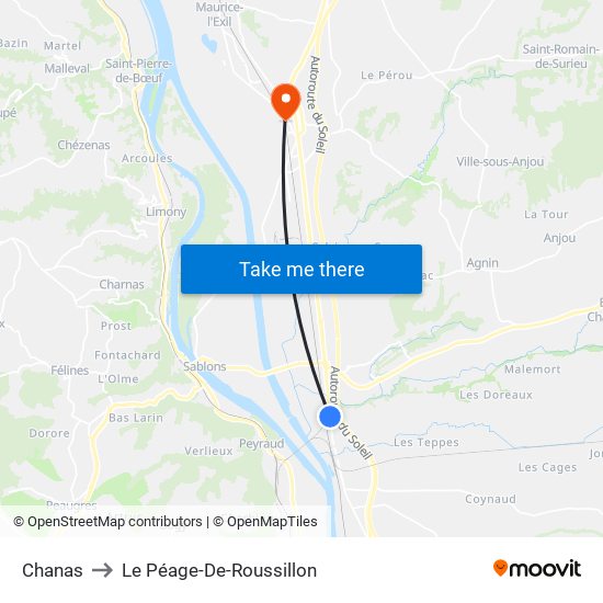 Chanas to Le Péage-De-Roussillon map