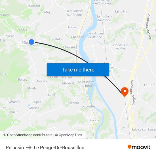 Pélussin to Le Péage-De-Roussillon map