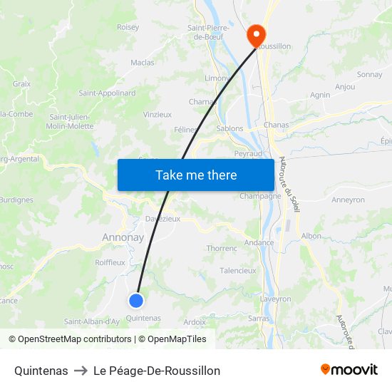 Quintenas to Le Péage-De-Roussillon map