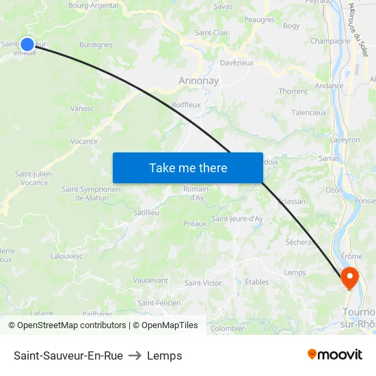 Saint-Sauveur-En-Rue to Lemps map