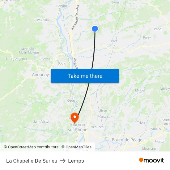 La Chapelle-De-Surieu to Lemps map