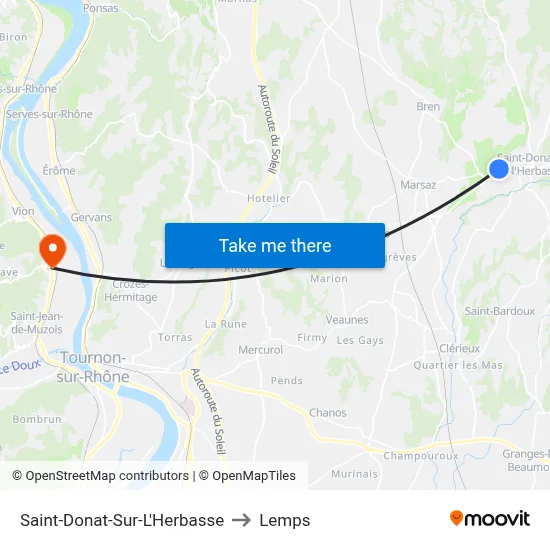 Saint-Donat-Sur-L'Herbasse to Lemps map