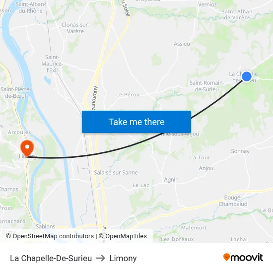 La Chapelle-De-Surieu to Limony map