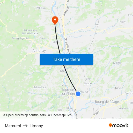 Mercurol to Limony map