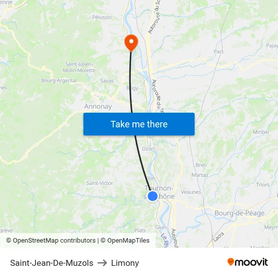 Saint-Jean-De-Muzols to Limony map