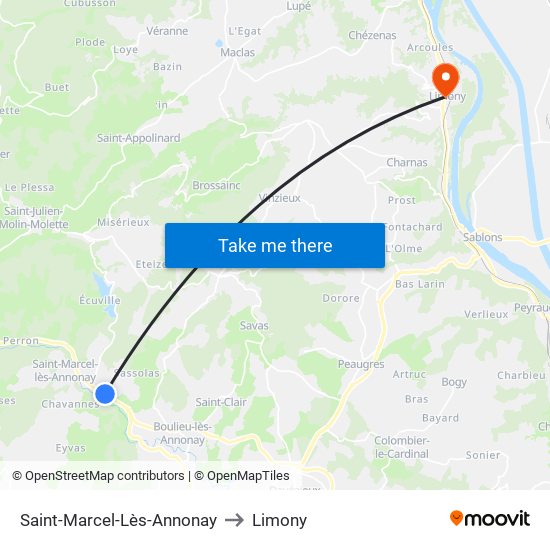 Saint-Marcel-Lès-Annonay to Limony map