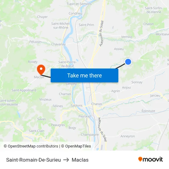 Saint-Romain-De-Surieu to Maclas map
