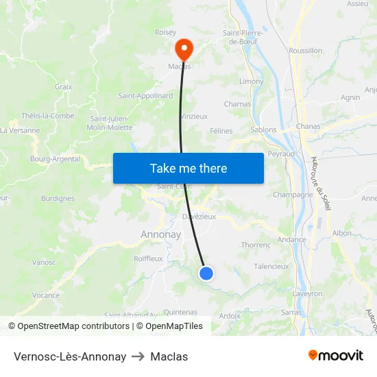 Vernosc-Lès-Annonay to Maclas map