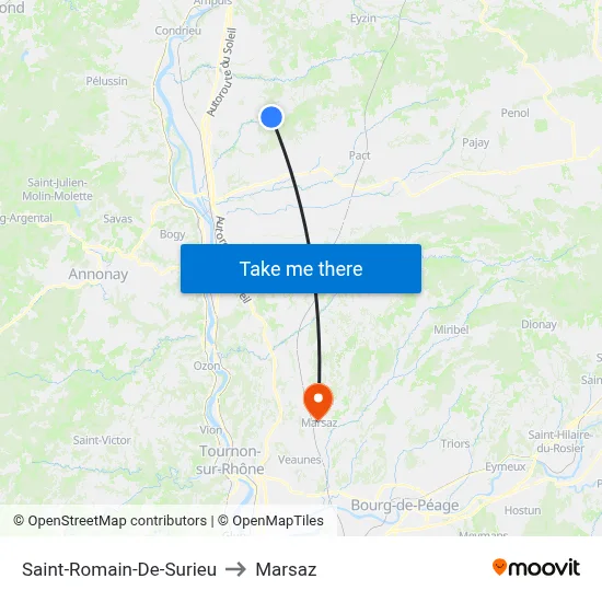 Saint-Romain-De-Surieu to Marsaz map