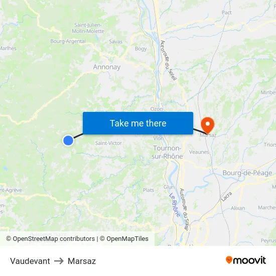 Vaudevant to Marsaz map