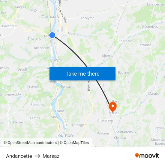 Andancette to Marsaz map