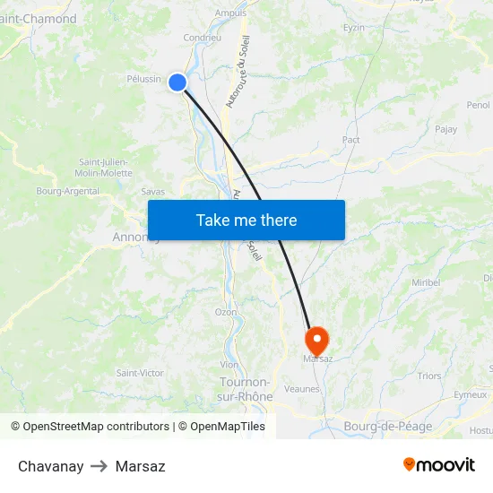 Chavanay to Marsaz map