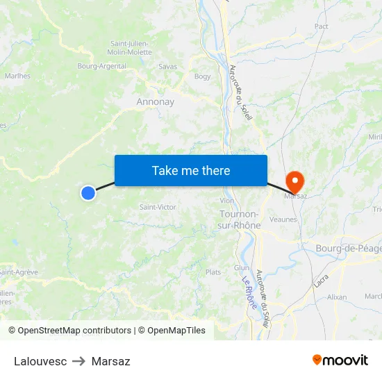 Lalouvesc to Marsaz map
