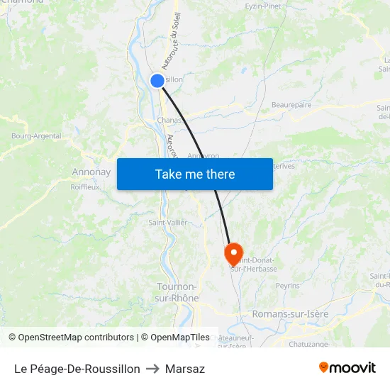 Le Péage-De-Roussillon to Marsaz map