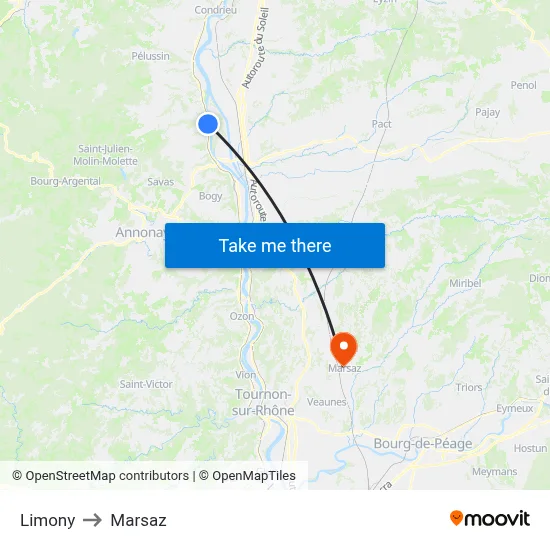 Limony to Marsaz map