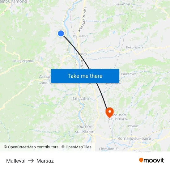 Malleval to Marsaz map
