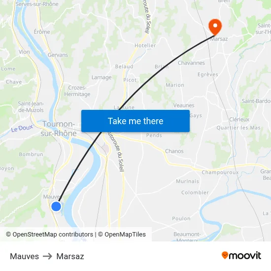 Mauves to Marsaz map