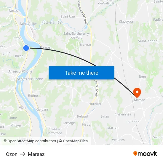 Ozon to Marsaz map