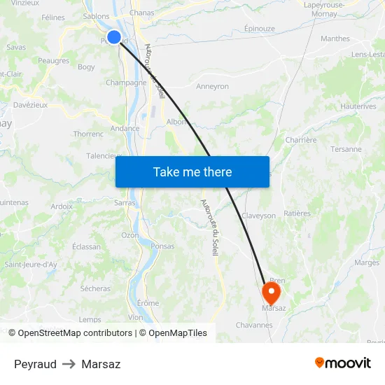 Peyraud to Marsaz map