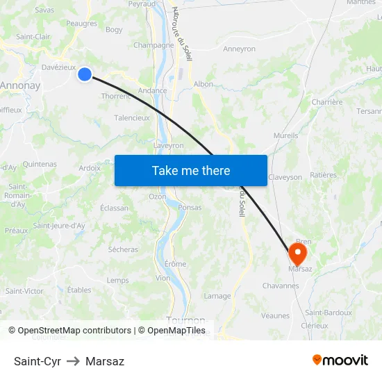 Saint-Cyr to Marsaz map