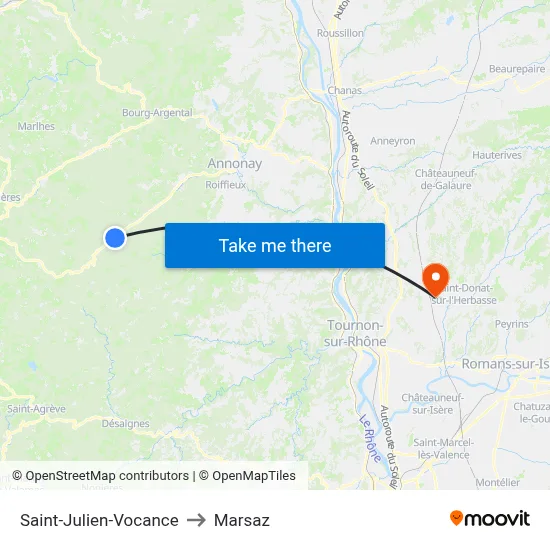 Saint-Julien-Vocance to Marsaz map