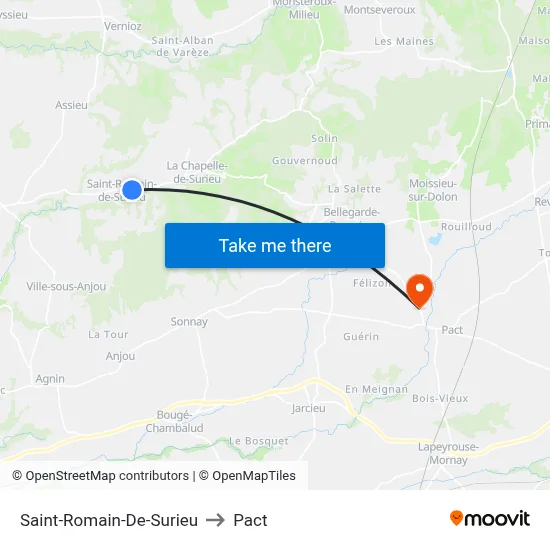 Saint-Romain-De-Surieu to Pact map