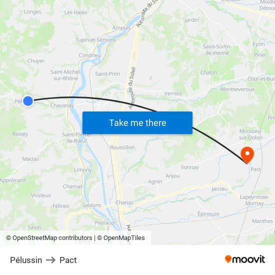 Pélussin to Pact map