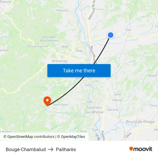 Bougé-Chambalud to Pailharès map