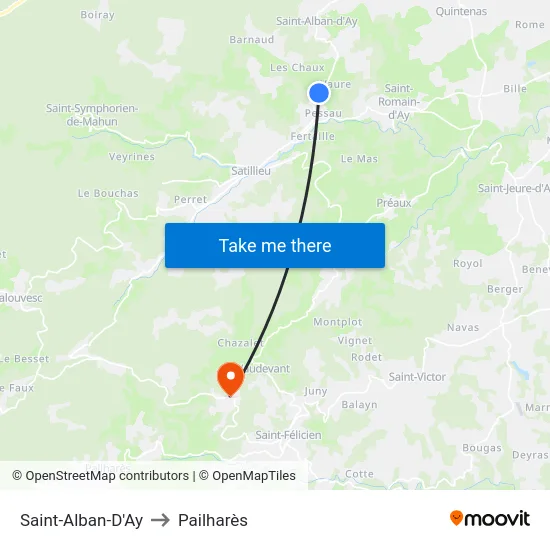 Saint-Alban-D'Ay to Pailharès map