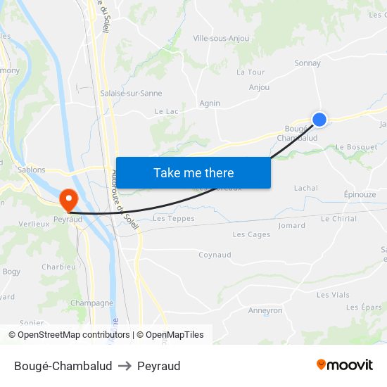 Bougé-Chambalud to Peyraud map