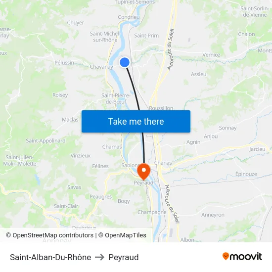 Saint-Alban-Du-Rhône to Peyraud map