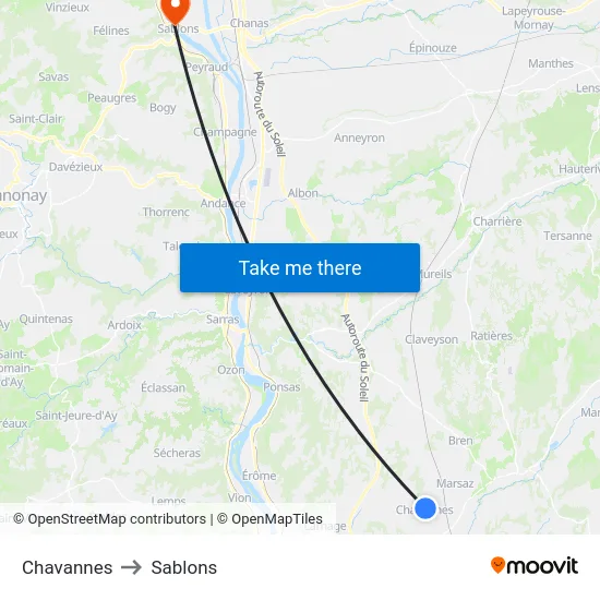 Chavannes to Sablons map