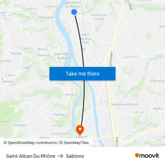 Saint-Alban-Du-Rhône to Sablons map
