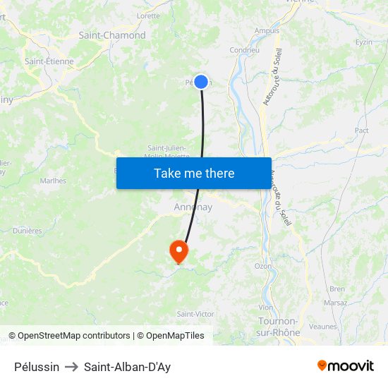 Pélussin to Saint-Alban-D'Ay map