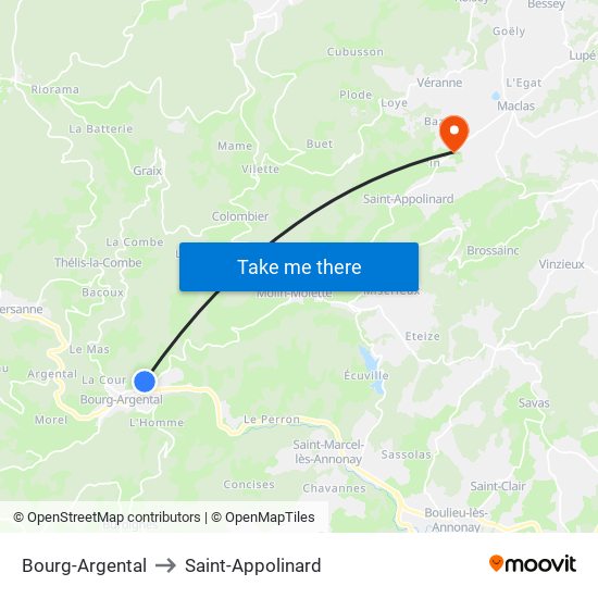 Bourg-Argental to Saint-Appolinard map